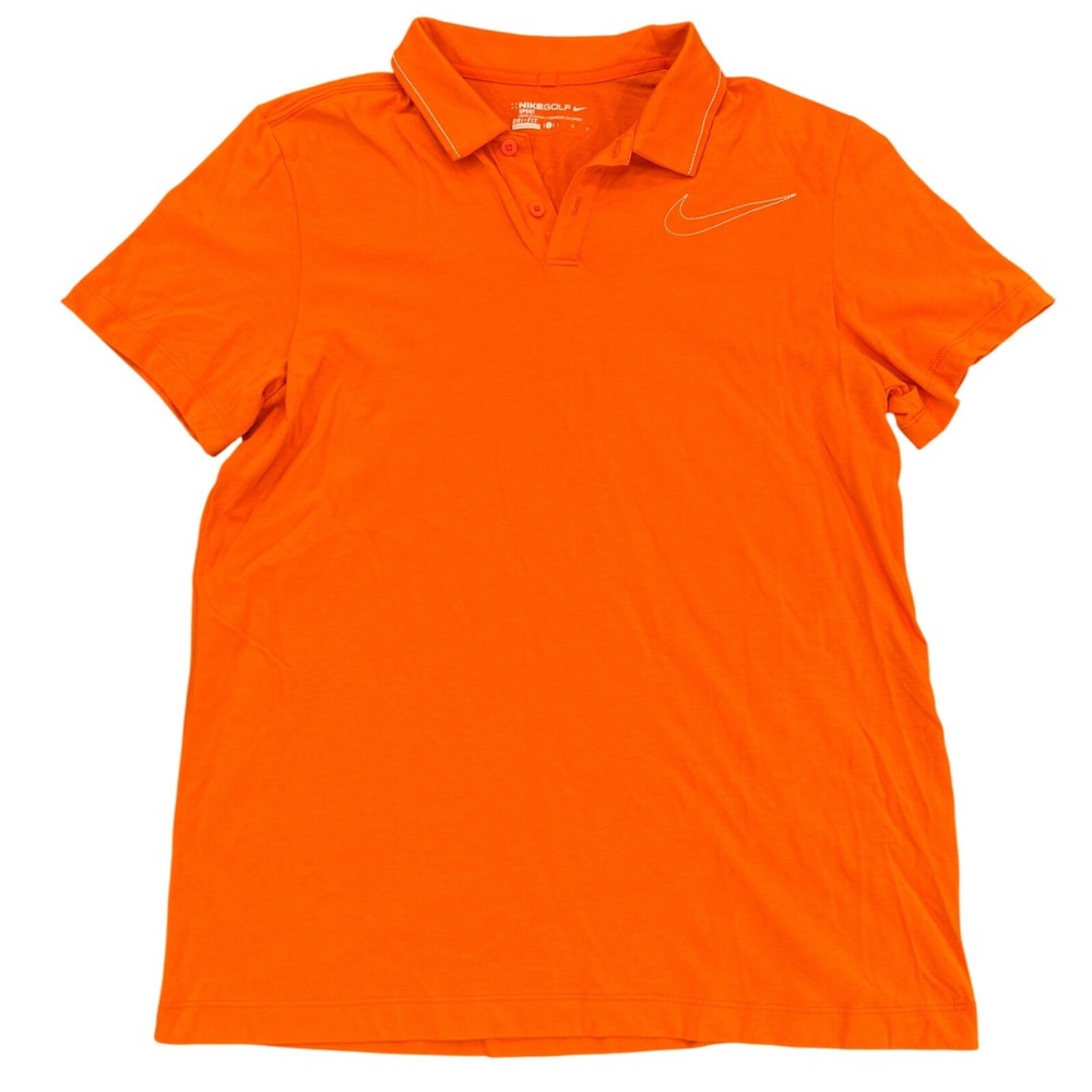 Nike Golf Sport Dri-FIT Polo Shirt Orange Short Sleeve Swoosh Mens Large
